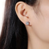 Sterling Silver Snowflake Moissinate Stud Earrings Wedding