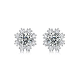 Sterling Silver Snowflake Moissinate Stud Earrings Wedding