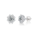 Sterling Silver Snowflake Moissinate Stud Earrings Wedding