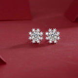 Sterling Silver Snowflake Moissinate Stud Earrings Wedding