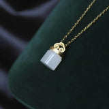 Natural Hetian Jade Pendant 925 Silver Necklace