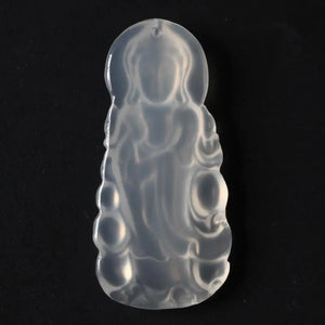 Ice Chalcedony Guanyin Bodhisattva Pendant Men's Agate Necklace