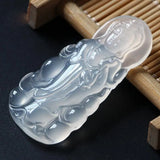 Ice Chalcedony Guanyin Bodhisattva Pendant Men's Agate Necklace