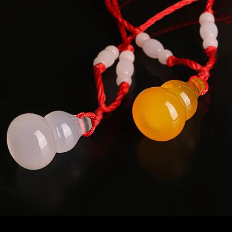 Chalcedony Gourd Pendant with Agate - Jade Jewelry for Men and Women