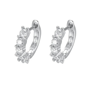 3mm Moissanite Hoop Earrings Sterling Silver D Round Huggie Earrings