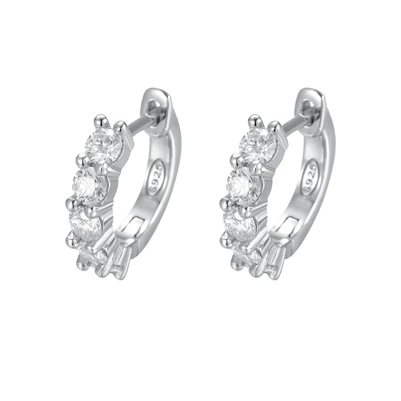 3mm Moissanite Hoop Earrings Sterling Silver D Round Huggie Earrings