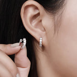 3mm Moissanite Hoop Earrings Sterling Silver D Round Huggie Earrings