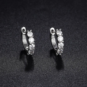 3mm Moissanite Hoop Earrings Sterling Silver D Round Huggie Earrings