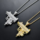 Iced Brass CZ Big Pendants Men's Hip Hop Jewelry Necklace
