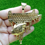 Iced Brass CZ Big Pendants Men's Hip Hop Jewelry Necklace