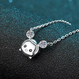 Iced Moissanite Bear Pendant Necklace 925 Silver Lab Diamond Women Necklace