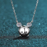 Iced Moissanite Bear Pendant Necklace 925 Silver Lab Diamond Women Necklace