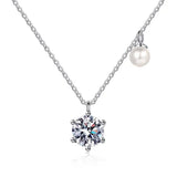 Iced Moissanite Pearl Necklace 925 Silver Pendant