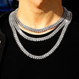 Iced Out 2 Row Tennis Bracelet Necklace Hip Hop Jewelry Choker Chain Gift