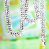 Iced Out 2 Row Tennis Bracelet Necklace Hip Hop Jewelry Choker Chain Gift