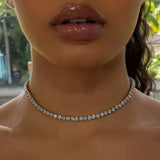 Iced Out 4mm Cz Stone Paved Tennis Chain Choker Necklace