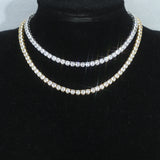 Iced Out 4mm Cz Stone Paved Tennis Chain Choker Necklace