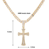 Iced Out Ankh Cross Pendant Necklace Choker Chain