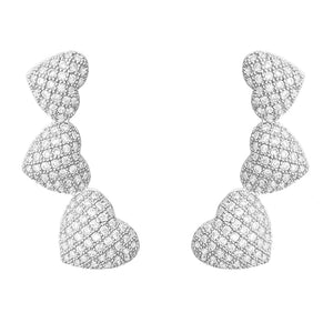 Zircon Heart Dangle Earrings Iced Out Women Jewelry