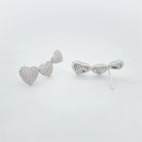Zircon Heart Dangle Earrings Iced Out Women Jewelry