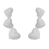 Zircon Heart Dangle Earrings Iced Out Women Jewelry