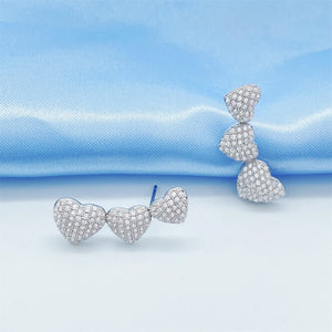 Zircon Heart Dangle Earrings Iced Out Women Jewelry
