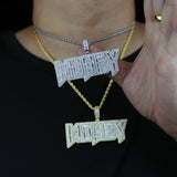 Iced Money Pendant Necklace CZ Paved Letter Bling Hip Hop Jewelry