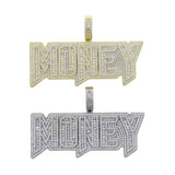 Iced Money Pendant Necklace CZ Paved Letter Bling Hip Hop Jewelry