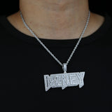 Iced Money Pendant Necklace CZ Paved Letter Bling Hip Hop Jewelry