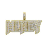 Iced Money Pendant Necklace CZ Paved Letter Bling Hip Hop Jewelry