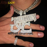 Iced Money Pendant Necklace CZ Paved Letter Bling Hip Hop Jewelry