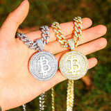 Iced Out Bling CZ Bitcoin Big Boss Pendant Necklace