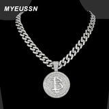 Iced Out Bling CZ Bitcoin Big Boss Pendant Necklace