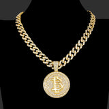 Iced Out Bling CZ Bitcoin Big Boss Pendant Necklace