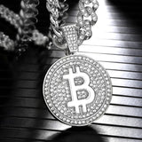 Iced Out Bling CZ Bitcoin Big Boss Pendant Necklace