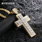 Iced Out Cross Pendant Necklace Hip Hop 13Mm Cuban Chain Necklace