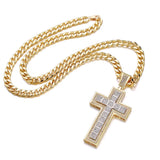 Iced Out Cross Pendant Necklace Hip Hop 13Mm Cuban Chain Necklace
