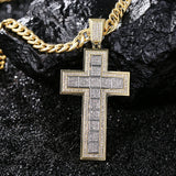 Iced Out Cross Pendant Necklace Hip Hop 13Mm Cuban Chain Necklace
