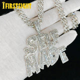 Iced Out Bling Zircon CZ Letter Self Pendant Necklace Men Hiphop Jewelry