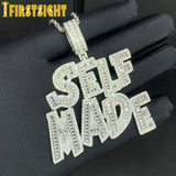 Iced Out Bling Zircon CZ Letter Self Pendant Necklace Men Hiphop Jewelry