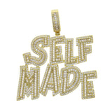 Iced Out Bling Zircon CZ Letter Self Pendant Necklace Men Hiphop Jewelry