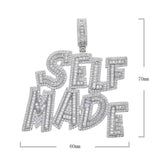 Iced Out Bling Zircon CZ Letter Self Pendant Necklace Men Hiphop Jewelry