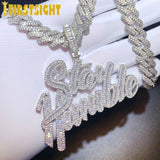CZ Zircon Cursive Stay Humble Necklace Silver Men Hiphop Jewelry