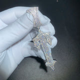 Iced Out Bling Hip Hop Men CZ Cross Sword Pendant Necklace