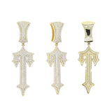 Iced Out Bling Hip Hop Men CZ Cross Sword Pendant Necklace