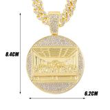Iced Out Last Supper Pendant Men Big Jesus Zircon Silver Charm Necklace