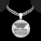 Iced Out Last Supper Pendant Men Big Jesus Zircon Silver Charm Necklace