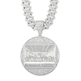 Iced Out Last Supper Pendant Men Big Jesus Zircon Silver Charm Necklace