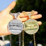 Iced Out Last Supper Pendant Men Big Jesus Zircon Silver Charm Necklace