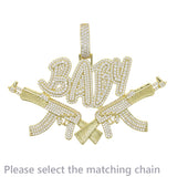 Iced Out Bling AK47 Pendant Necklace with 5mm Tennis Chain